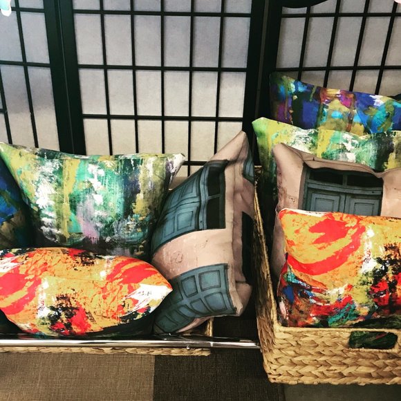 NWT 16"x16" Canvas Artisan Throw Pillow, Home Decor, Art by Noora Elkoussy - Picture 8 of 9